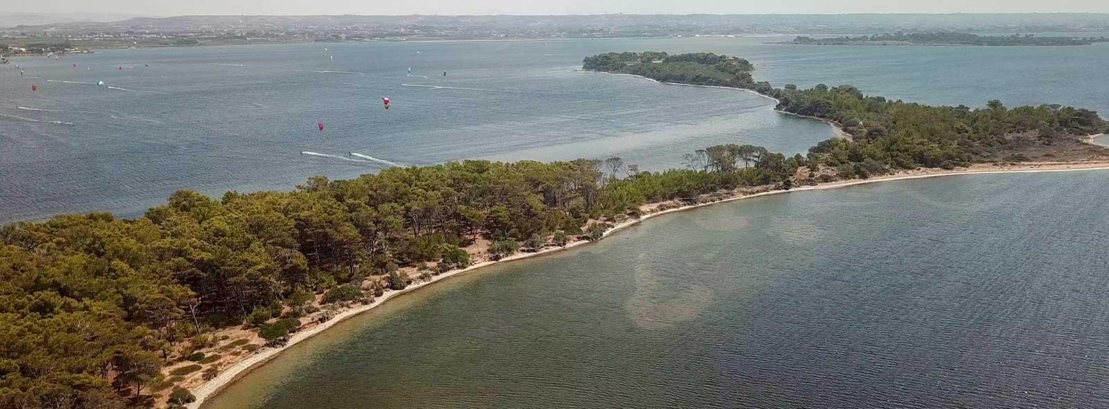vue aérien du spot depuis Isola Grande