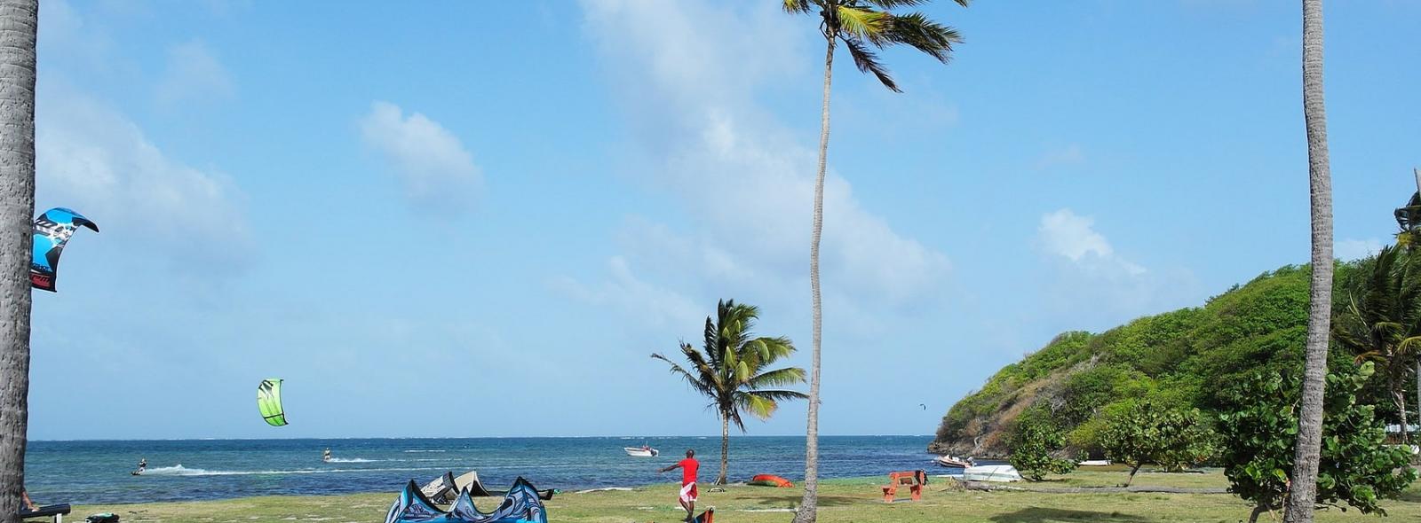 Zone de kitesurf au centre nautique du Vauclin en martinique dans les Antilles 
