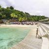 farniente et baignade sur la plage aménagée de l hotel La Toubana a Sainte Anne en Guadeloupe