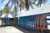 Espace stockage de planche du Centre Like Wind Centre sur le spot de windsurf El Yaque au Venezuela