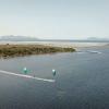 vue aérienne d un downwind kite dans la lagune de Lo Stagnone